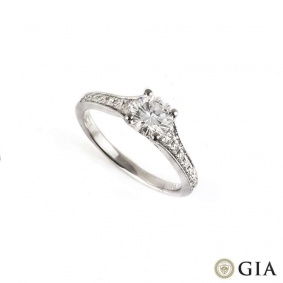 18k White Gold Round Brilliant Cut Diamond Ring 0.75ct F/VS2